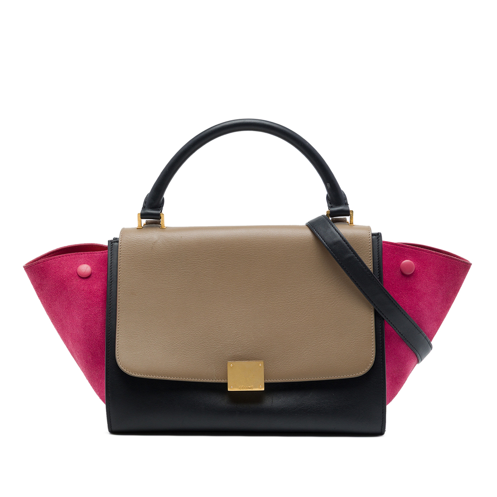 Pre-Loved Celine Small Tricolor Calfskin and Suede Trapeze Satchel
